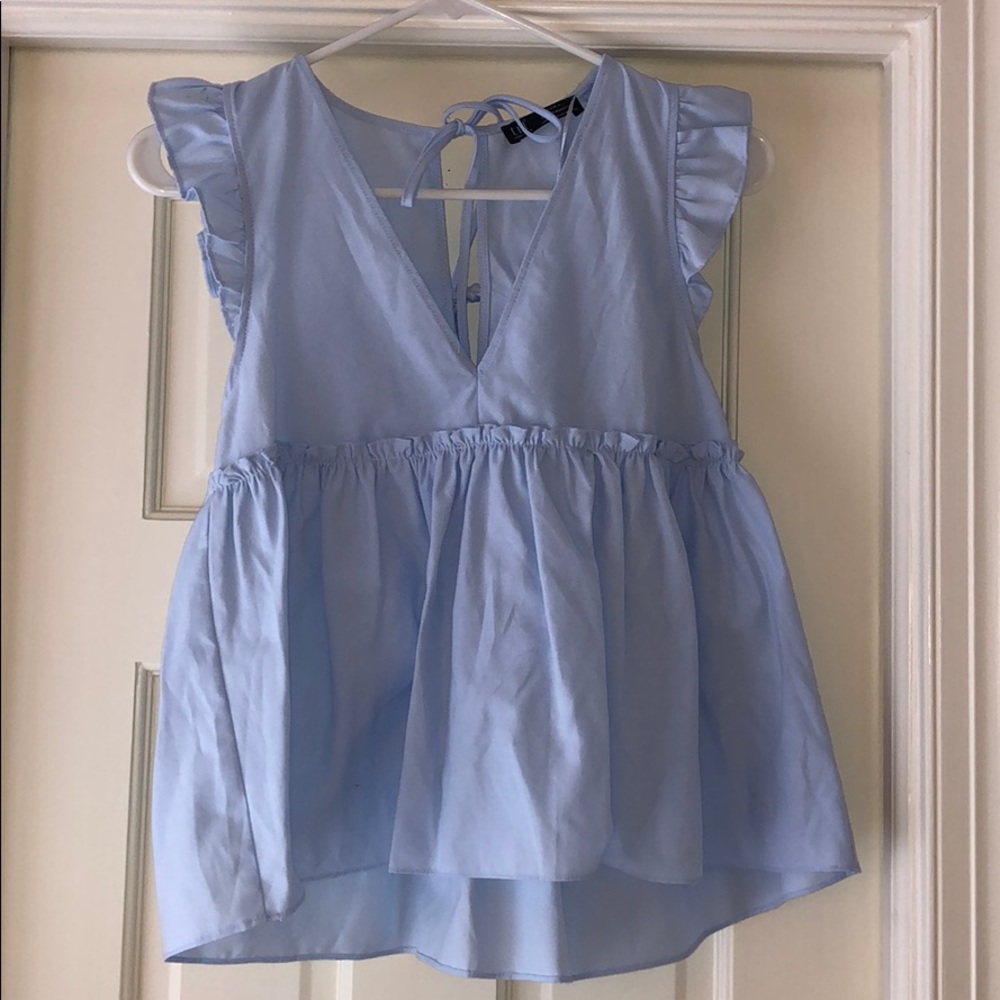 ZARA Blue Ruffle Top